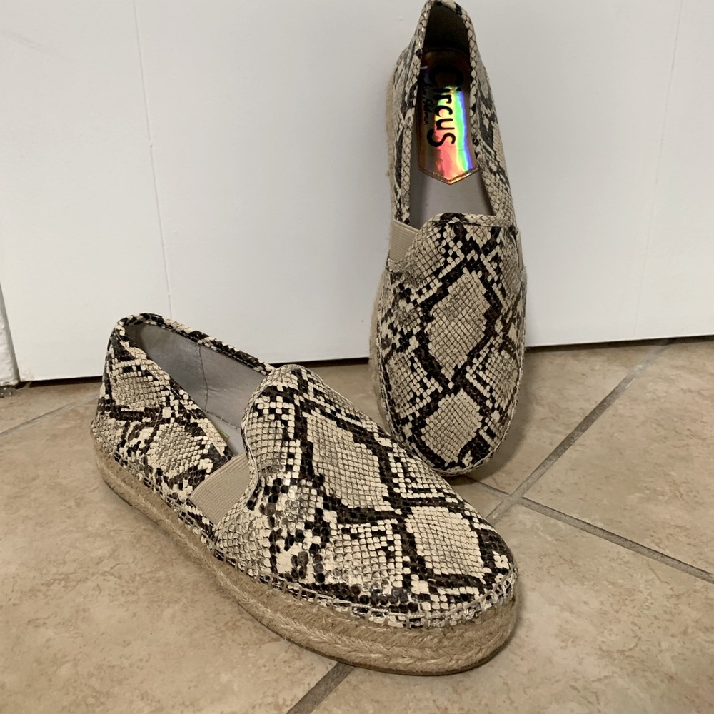 Circus Sam Edelman 10 Snakeskin Faux Leather Slip On Cora Platform Espadrilles